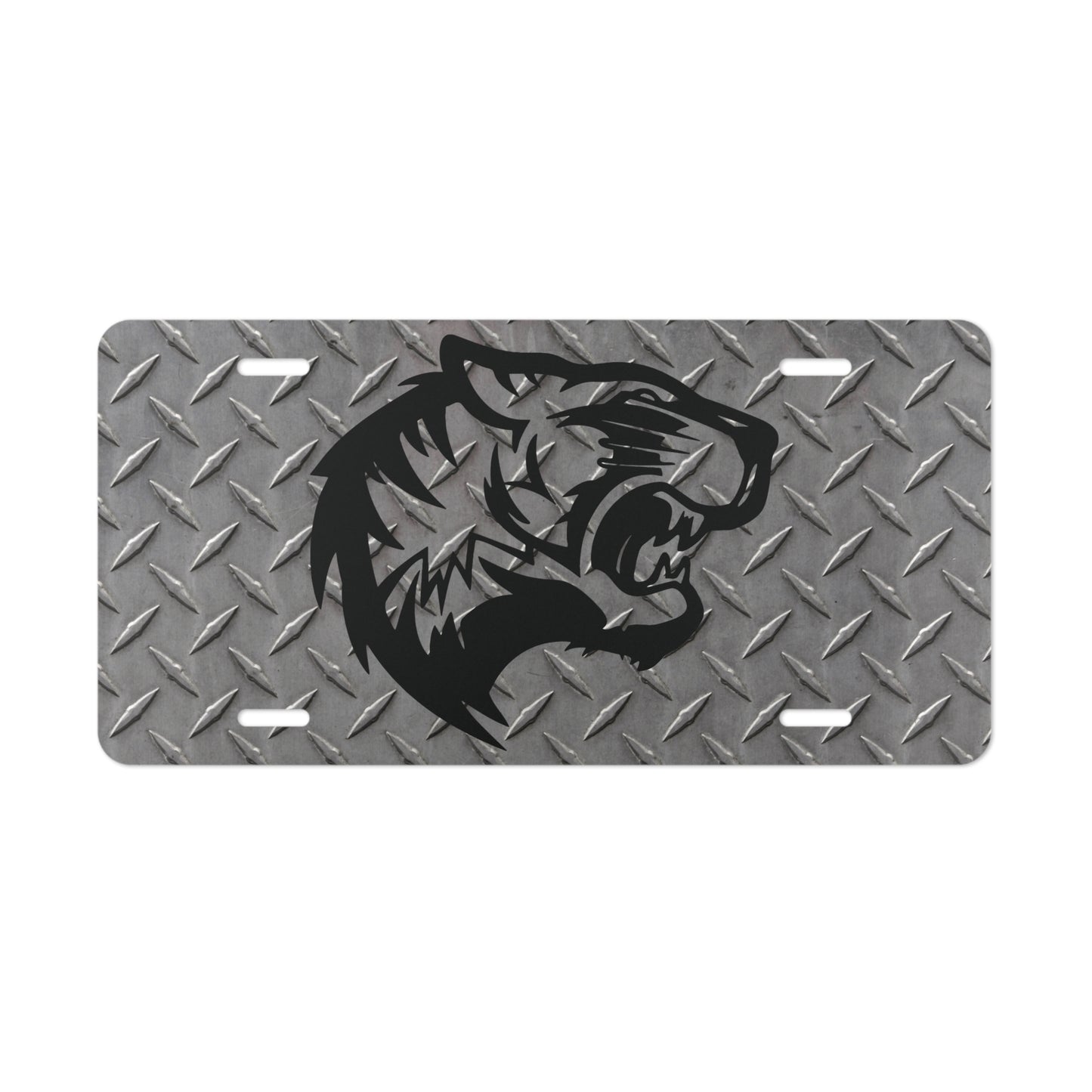 Diamond Plate Warsaw Tiger Head License Plate